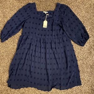 Brand New w: Tags Navy Swiss Dot Dress size small